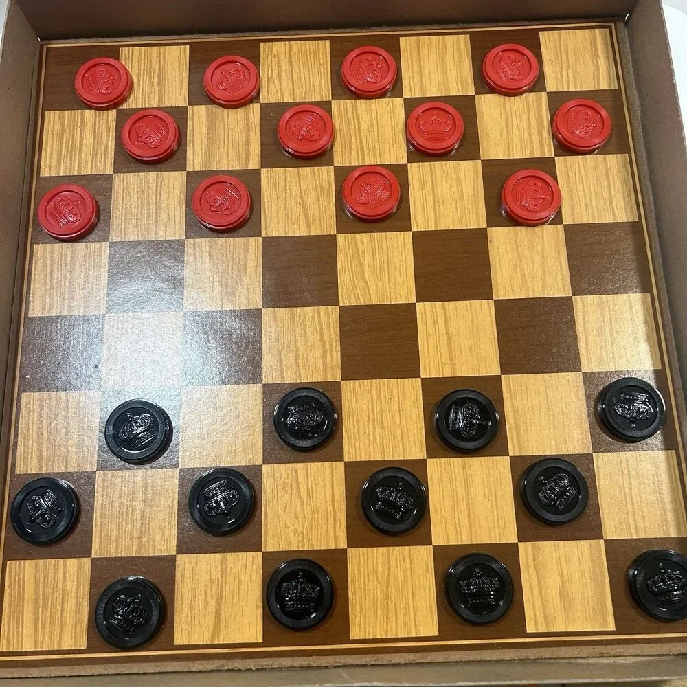 Vintage 1979 Hasbro CHECKERS Board Game #2000 Complete w/ Simulated Wood Board